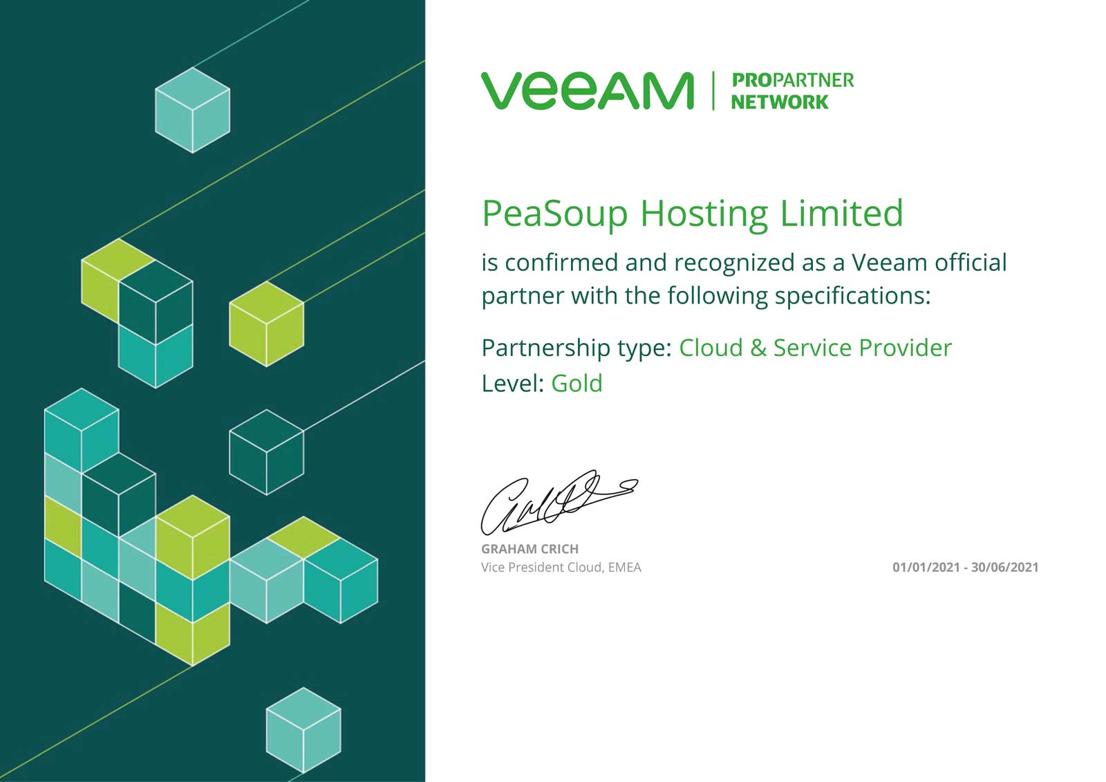 veeam peasoup affiliation certificate