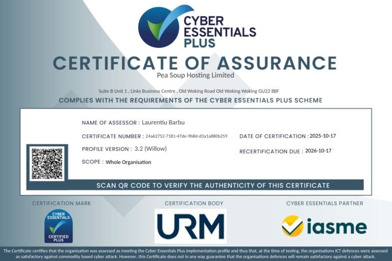 PeaSoup Achieves Cyber Essentials Plus Certification Across All Sites 1 PeaSoup Achieves Cyber Essentials Plus Certification Across All Sites